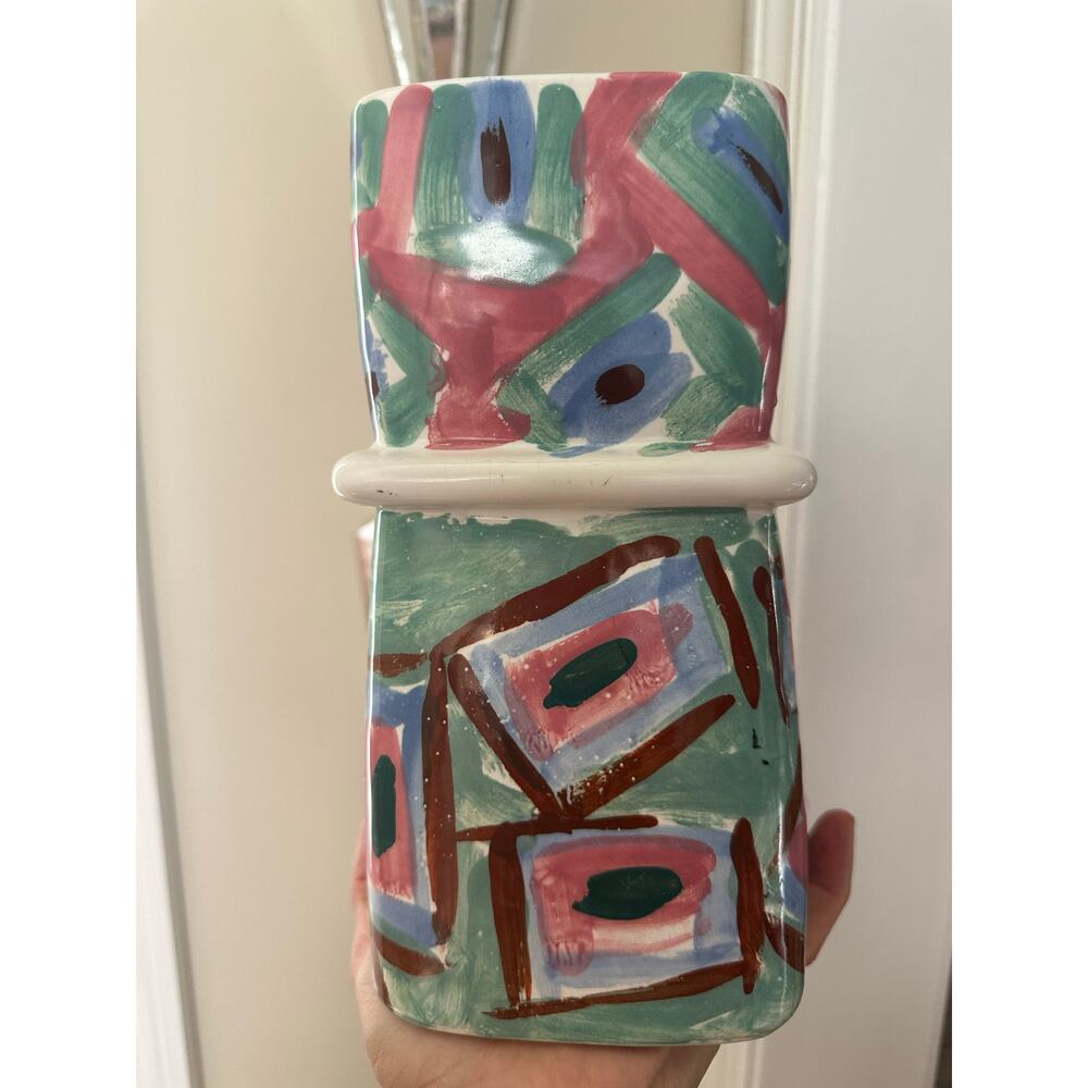 Vintage hand-painted vase colorful abstract unique rare one of a kind unique - Picture 14 of 16